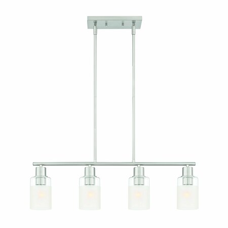 DESIGNERS FOUNTAIN Cedar Lane 60 Watt 4 Light Brushed Nickel Pendant with Clear Etched Glass Shade D236M-IS-BN